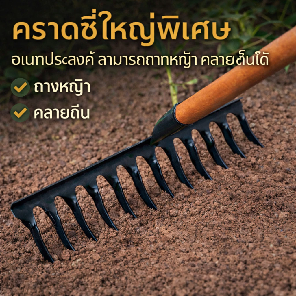 ขายดีที่สุดในปี 2025 คราด คราดถอนวัชพืช คราดกำจัดหญ้า วัสดุเหล็กแมงกานีส การออกแบบฟันเกลียวความร้อน คราดถ