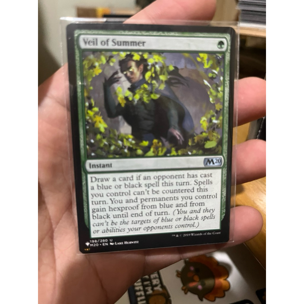 การ์ด MTG Veil of Summer Green Magic the Gathering EDH รุ่น M20 สภาพ Ex-Nm