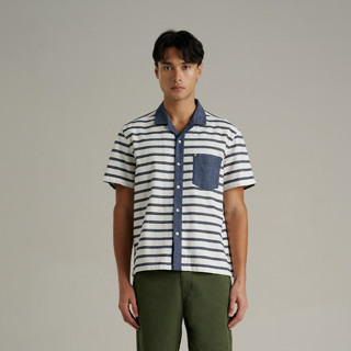 Mc JEANS (แม็คยีนส์) เสื้อเชิ้ตผู้ชาย เสื้อเชิ้ตแขนสั้น ทรงเ…