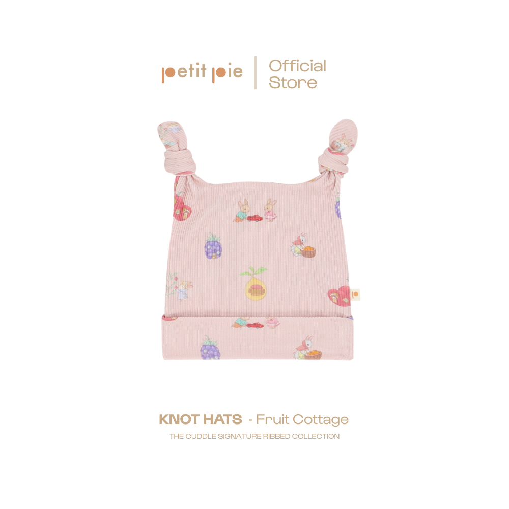 Petit Pie Ribbed Knot Hat - Fruit Cottageuit หมวกเด็กแรกเกิด ผ้าใยไผ่ธรรมชาติ ผ้าร่อง นุ่มสบาย ปลอดภัย OKEO-TEX