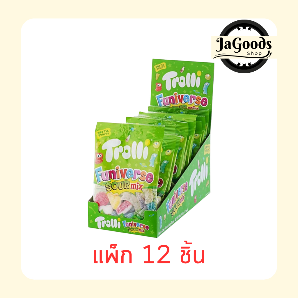 ทรอลลี่ กัมมี่ฟันนิเวิร์สซาวร์มิกซ์ 48 กรัม (แพ็ก 12 ชิ้น)