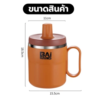 ถ้วยกาแฟจัมโบ้ แถมหลอดดูดซิลิโคน แก้วกาแฟเก็บอุณหภูมิ ความจุ850มล. แก้วเก็บความเย็น แก้วมักสแตนเลส