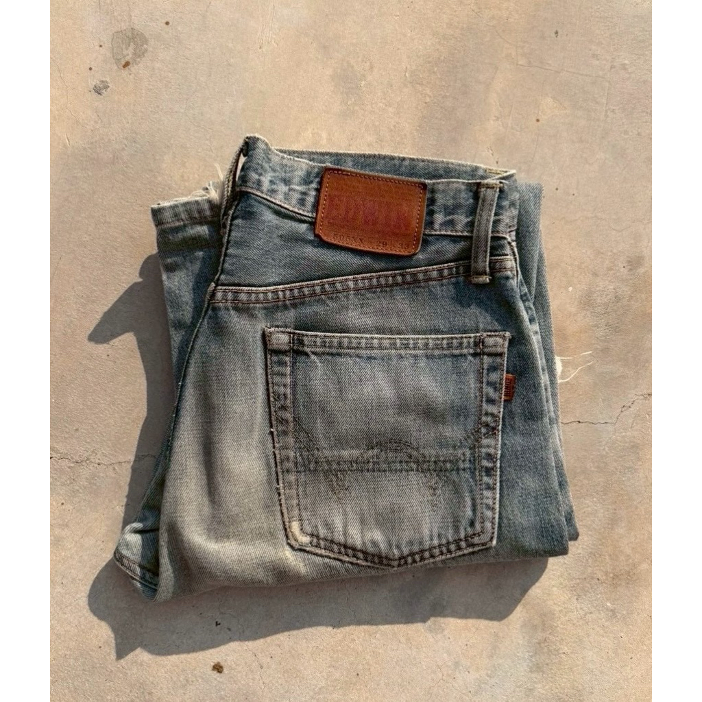 กางเกงยีนส์ วินเทจ สีฝอก Edwin ริมแดง มือสอง แท้💯