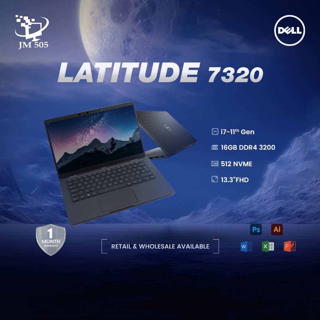 [2nd Hand] Dell Latitude 7320 — Core i7‑11th Gen / 16GB DDR4 3200MHz / 512GB NVMe / 13.3” FHD