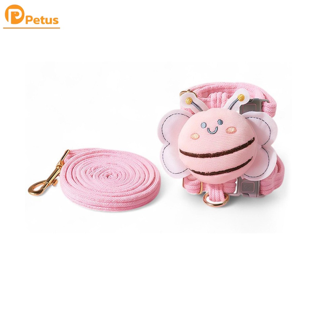 สายจูงสัตว์เลี้ยง สายจูงแมว สุนัข Cat leash รูปผีเสื้อ พร้อมตัวล็อค ปรับขนาดได้ แข็งแรงทนทาน Petus pet