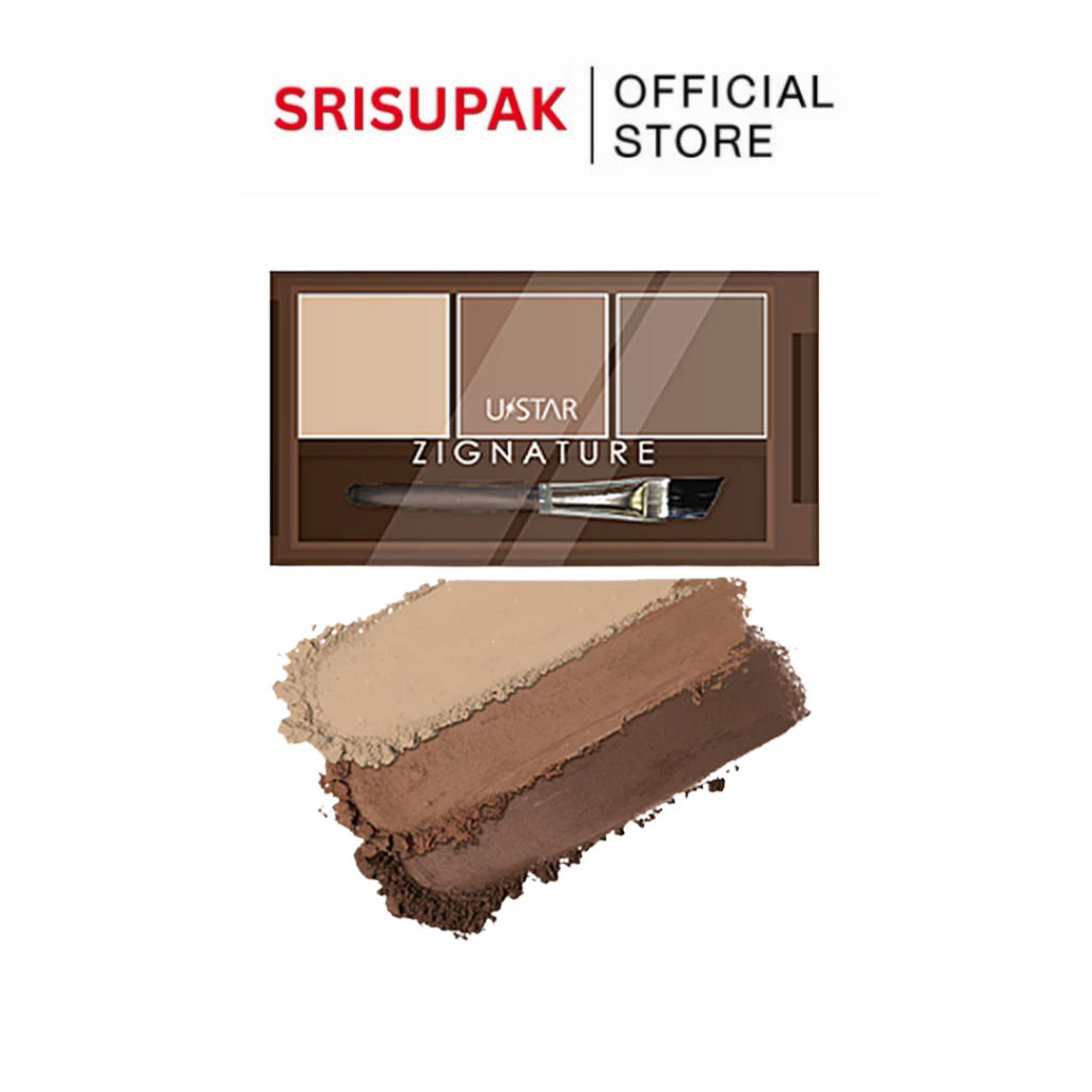 USTAR ZIGNATURE MAXX COVER BROW SHADOW PALETTE ที่เขียนคิ้วเนื้อฝุ่น 3 เฉดสี