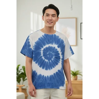 เสื้อมัดย้อมชายตรง ทรงตรงผ้านุ่มใส่สบายมีกระเป๋าเสื้อ