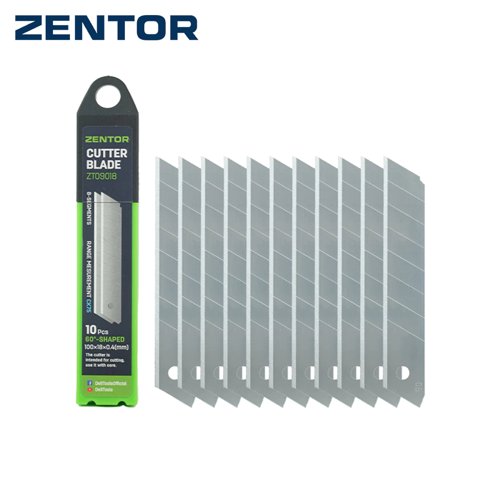 Zentor ใบมีดคัตเตอร์ ใบมีด 9/18/19 มม. ใบมีด CK75 คม แข็งแรง ทนทาน 10ชิ้น/กล่อง Knife Blade