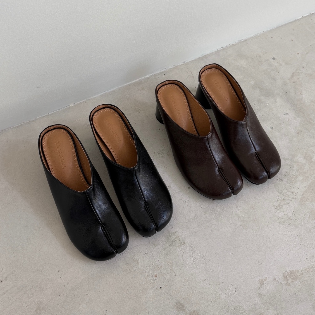 [พร้อมส่ง] WEAR.SOUL #S672-Tabi Mule Block Heels รองเท้ากีบหมู รองเท้าส้นสูง