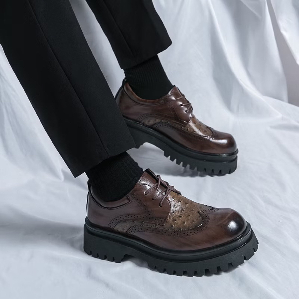 G99 รองเท้าหนังหรูหราสําหรับบุรุษสีดําแฟชั่นธุรกิจรองเท้ารองเท้าอย่างเป็นทางการสําหรับผู้ชาย เบอร์ 4