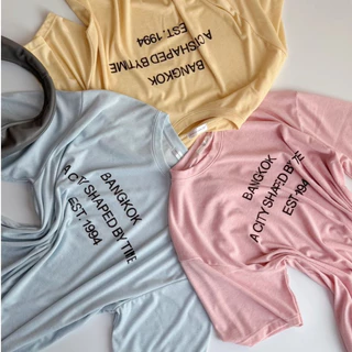 BKK Oversize เสื้อยืดสกรีนโอเวอร์ไซส์ ทรงเบสิค (ผ้ายืดเนื้อนุ่มใส่สบาย) T-Shirt AOMMKOSHOP - S114 เสื้อผ้าผู้หญิง Lady