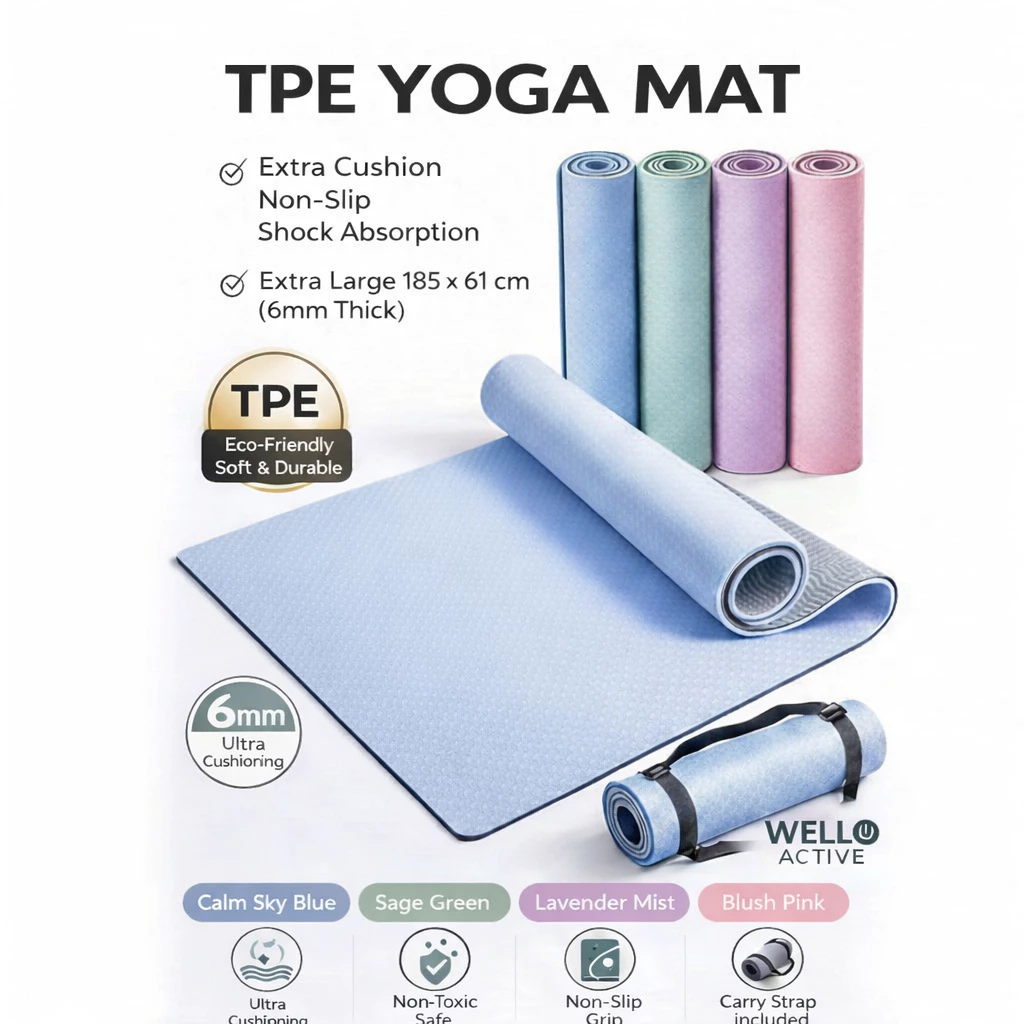 WELLO เสื่อโยคะ TPE 6 mm กันลื่น