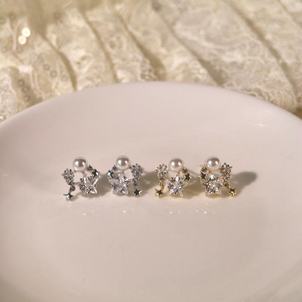 Socrush.bkk | SWEETY STAR earrings | SE-063 | ต่างหู ดาว มุก เพชร