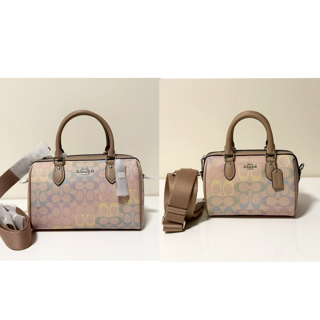 🌟พร้อมส่ง🌟ของแท้💯🇺🇸2 ขนาดให้เลือก🔥ROWAN & MINI ROWAN CROSSBODY IN RAINBOW  SIGNATURE CANVAS