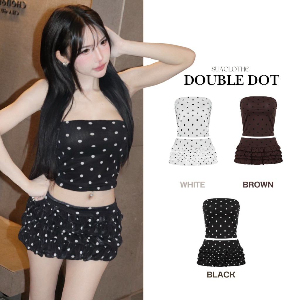 ‼️ส่งไวมีส่งด่วน‼️ [SUACLOTHE] ชุดเซ็ทเกาะอกลายโพกาดอท รุ่น Double Dot เซ็ทเกาะอกกระโปรงลายจุด พร้อมส่งจากไทย