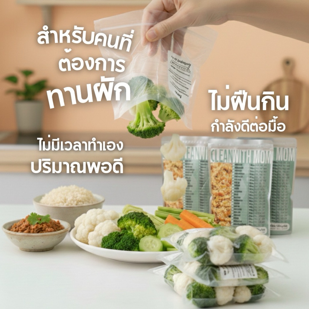 ผักเพื่อสุขภาพ พร้อมทาน ใยอาหารสูง สด สะอาด ปลอดสาร มี อย. ทานง่าย | Clean with Mom ราคา ถูกที่สุด ดีลบีเคเค แกลเลอรีภาพที่ 7