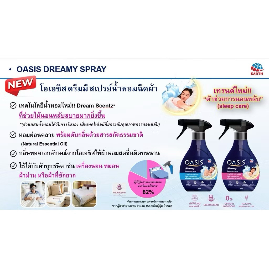 โอเอซิส สเปรย์ขจัดกลิ่นผ้า กลิ่นจัสมิน ที & ฟรีเซีย OASIS FABRIC SPRAY JASMINE TEA & FREEZIA 400ml - รูปที่ 7