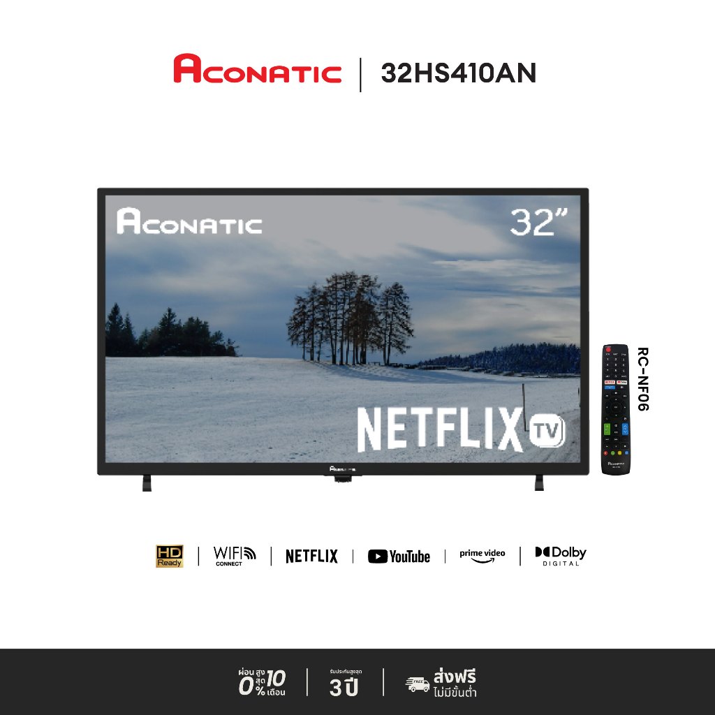 Aconatic Smart TV 32HS410AN สมาร์ททีวี 32 นิ้ว LEDHD Netflix 5.3 รับประกัน 3 ปี Netflix/Youtube/WiFi