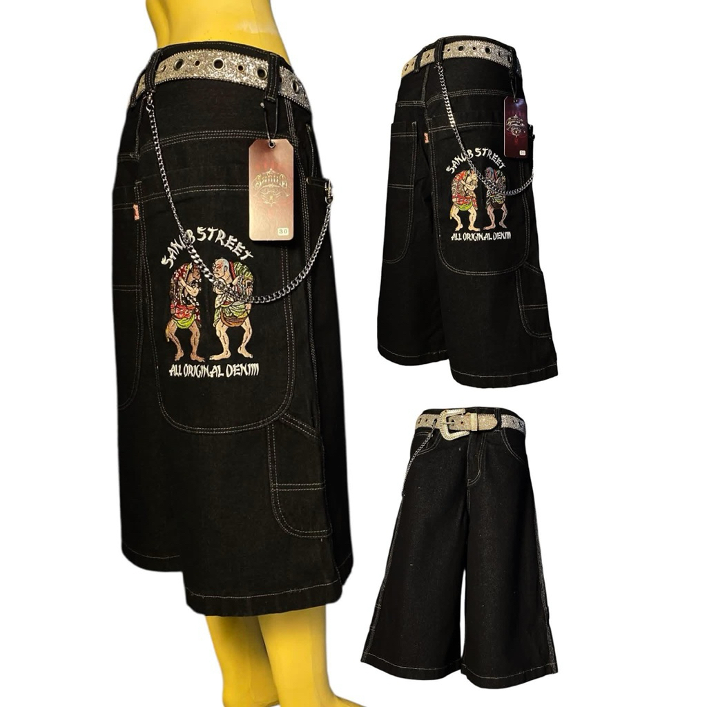 Rileyสามส่วนลายปลายคลาฟสามส่วนRileyกางเกงสามส่วนไรรีย์สามส่วนกางเกงยีนส์ใส่สบาย กางเกงทรงสเก็ต กางเก