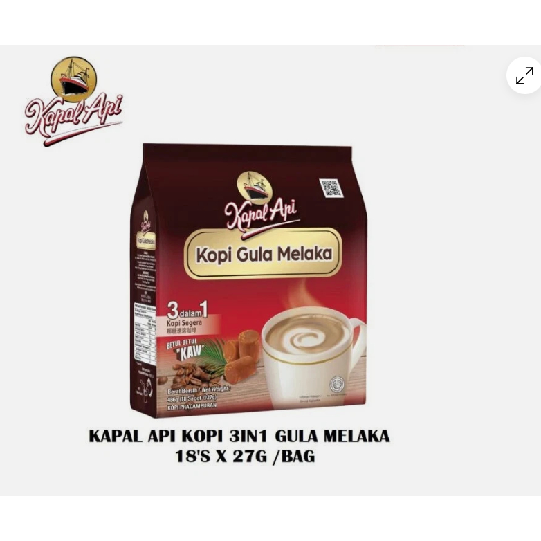 Kapal Api 3in1 Kopi Gula Melaka 18 x 22g
