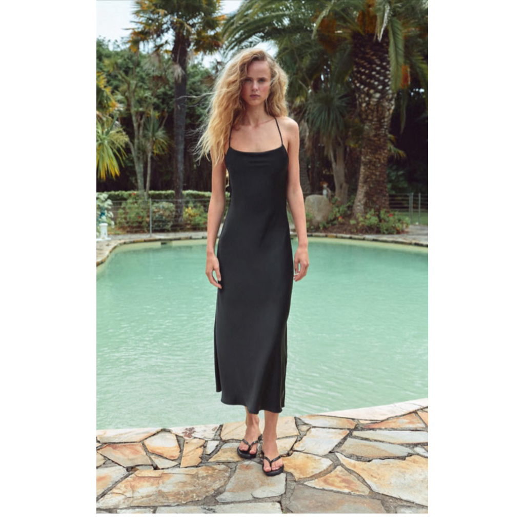 Zara satin dress 🖤🖤สวยหรู so sexy 🖤🖤