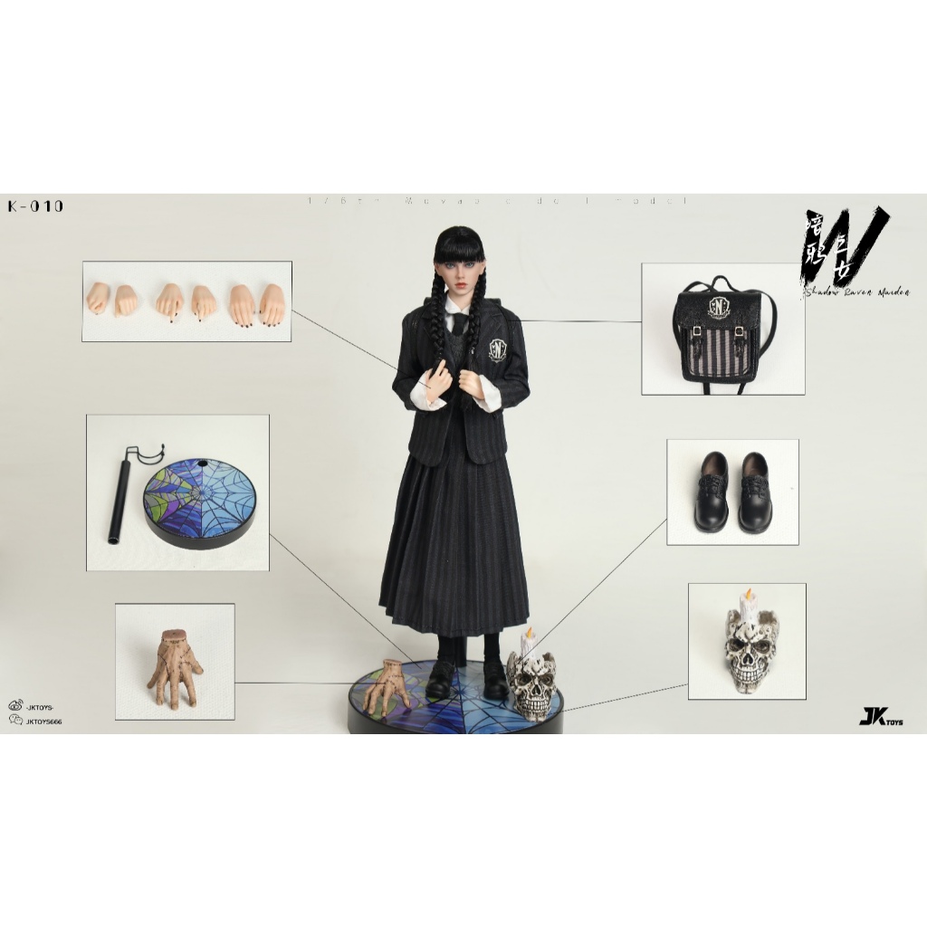 JKTOYS K-010 1/6 : Shadow Raven Maiden Wednesday Cosplay Version