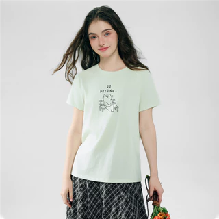 GIORDANO เสื้อยืดผู้หญิง Women's Comfort Printed Tee 05396238