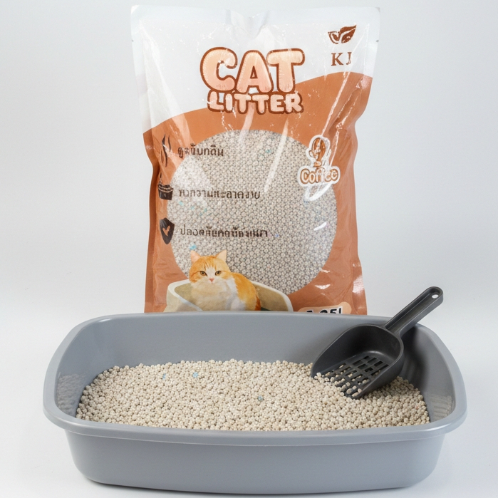 ทรายแมว Kj Catlitter ขนาด1Kg 1.25ml ดูดซับดี จับตัวเป็นก้อนไว กลิ่นกาแฟ กลิ่นเลม่อน