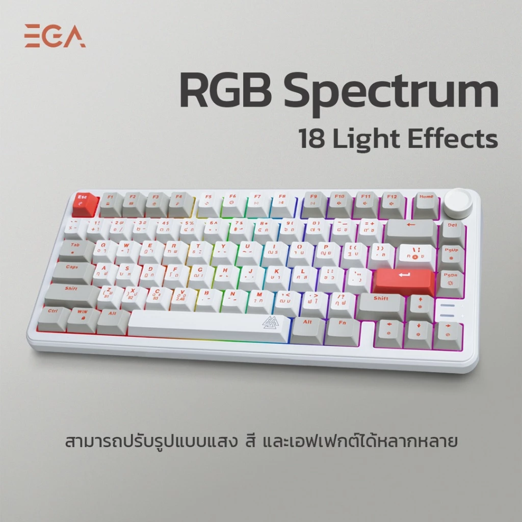 EGA TYPE CMK10 Mechanical Full RGB คีย์บอร์ดเกมมิ่งขนาด75% เชื่อมต่อBT, wireless,สาย Hot Swap 5 Pin รุ่น[ประกัน 2 ปี]
