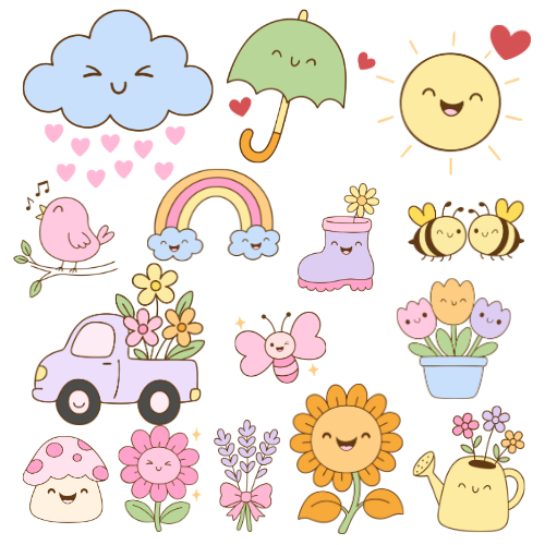 ตัวรีดติดเสื้อลายน่ารัก วันหยุดสดใส Cute Spring Flowers F.382