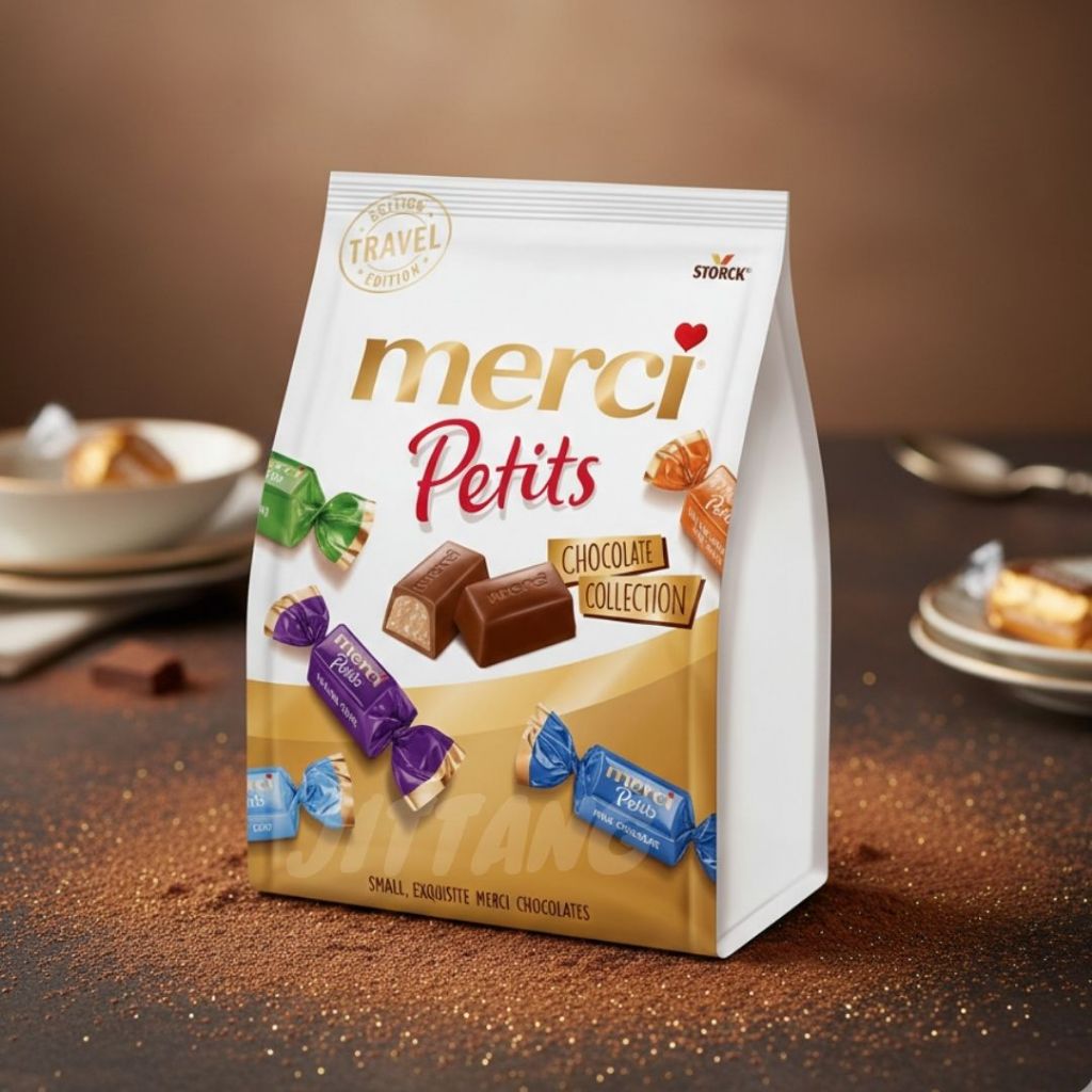Merci Petits chocolate collection ขนาด 250 กรัม มี 7 รสชาติ จากเยอรมนี BBF.08/10/26