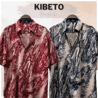 Kibeto เสื้อฮาวาย ลายกราฟฟิคหิน 2 สี ผ้าสปันเรยอน เนื้อนิ่ม ใส่สบาย M L XL 2XL 3XL