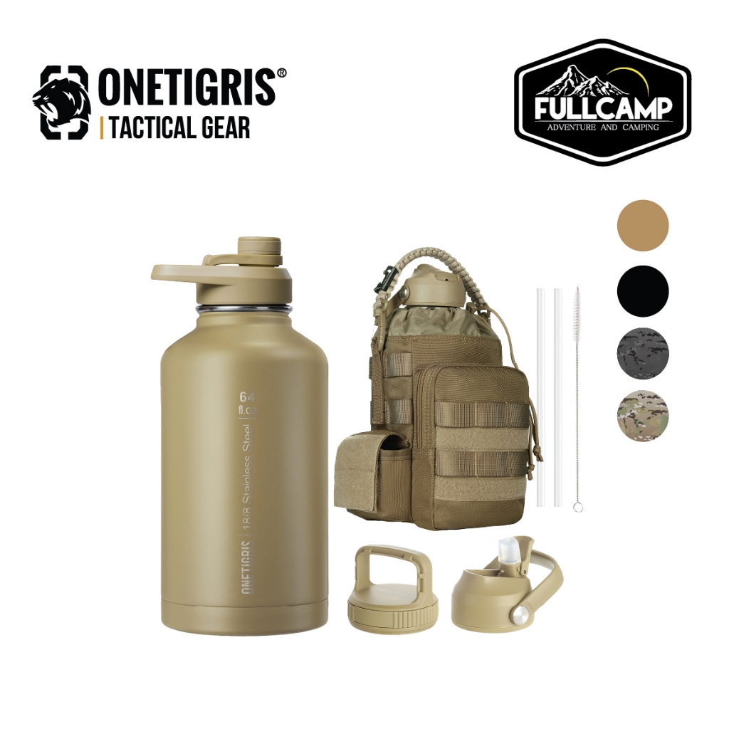 OneTigris 64oz Tactical Water Bottle Set กระบอกน้ำเก็บอุณหภูมิ ขวดน้ำพกพาเก็บความร้อนและความเย็น
