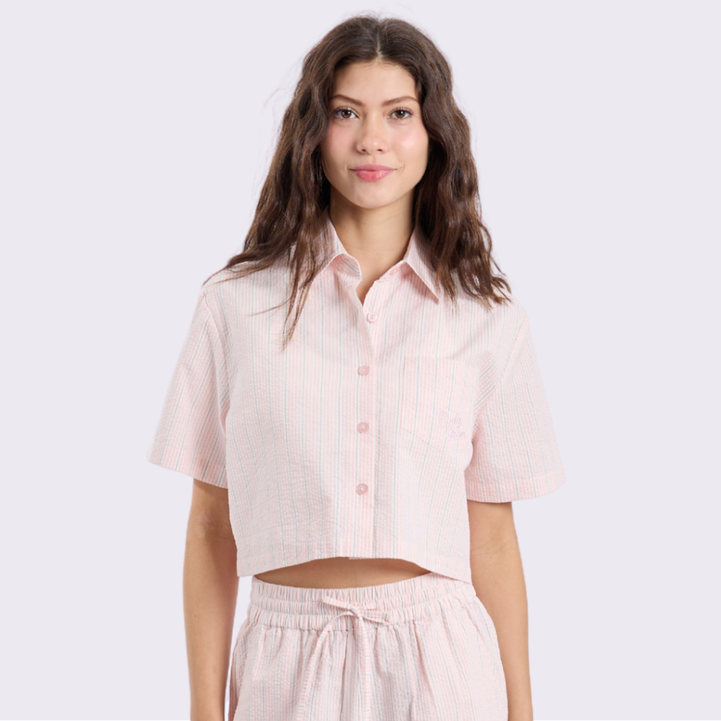 BODY GLOVE Women's SEERSUCKER Cropped Shirt & Shorts 2026 เสื้อเชิ๊ตแขนสั้น-กางเกงขาสั้น ผู้หญิง สีช