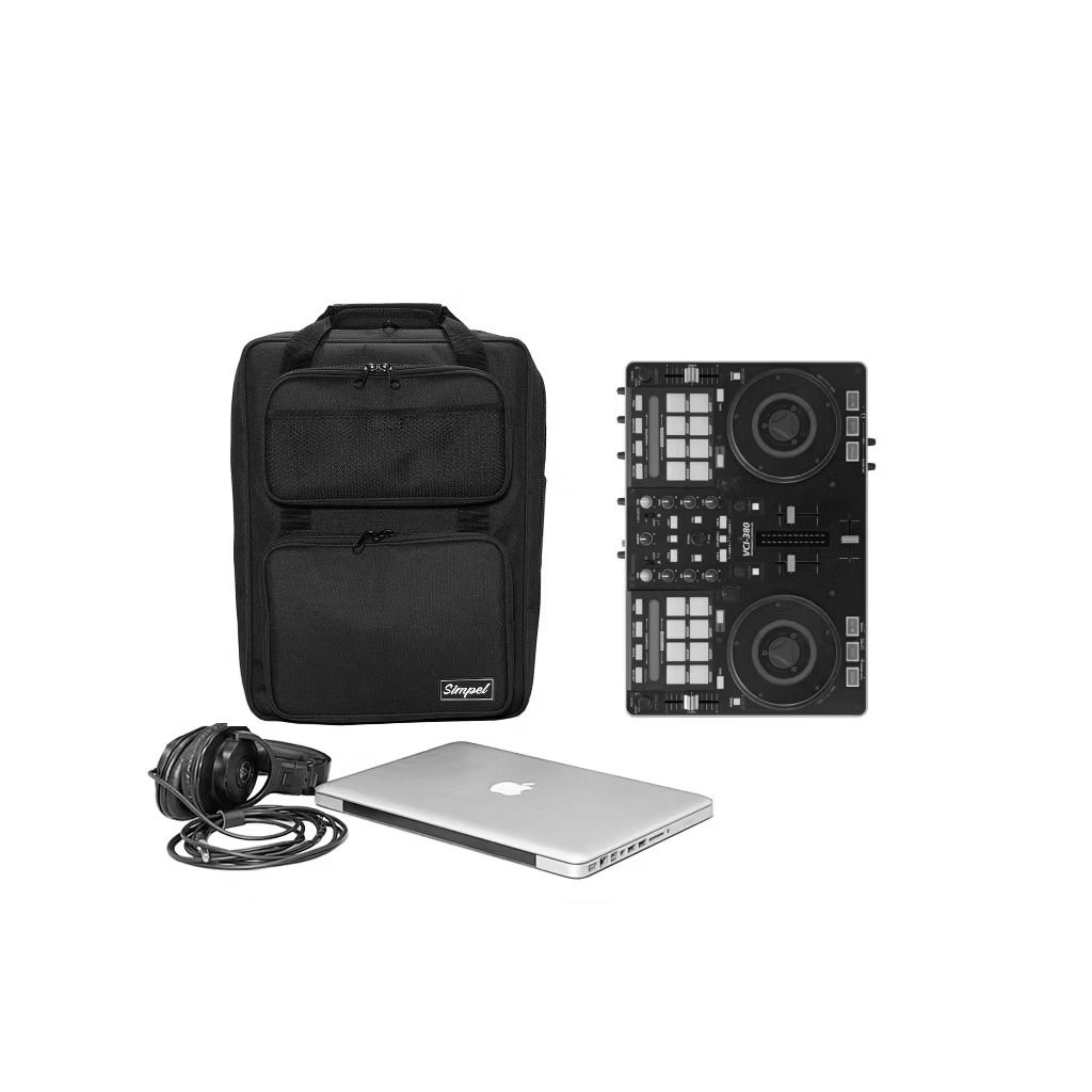 Simpel รุ่น P3-S กระเป๋าดีเจ Vestax VCI380 และ รุ่นอื่นๆ วัสดุผ้าโพลีเอสเตอร์ สีดำ ขนาด 43x31x9 cm.