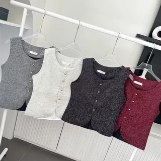 CARBEEE VEST เสื้อกั๊กทรงเวสผ้าทวิตมีซับในทั้งตัว
