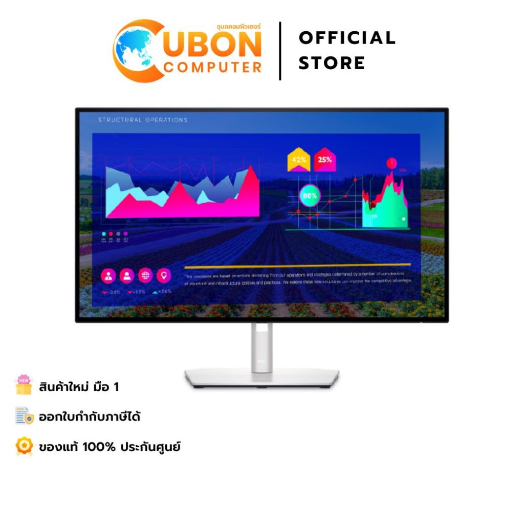 DELL MONITOR U2722D 27inch 2K (2560 x 1440) IPS 60Hz ประกันศูนย์ DELL 3 ปี