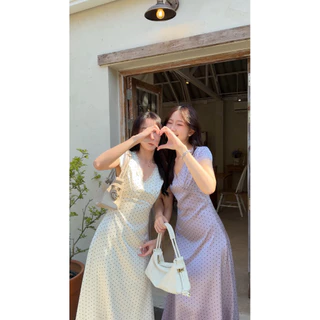 PICHA_BRAND : Taylor polka dot dress เดรสออกงาน เดรสผ้าซาติน ชุดเพื่อนเจ้าสาว