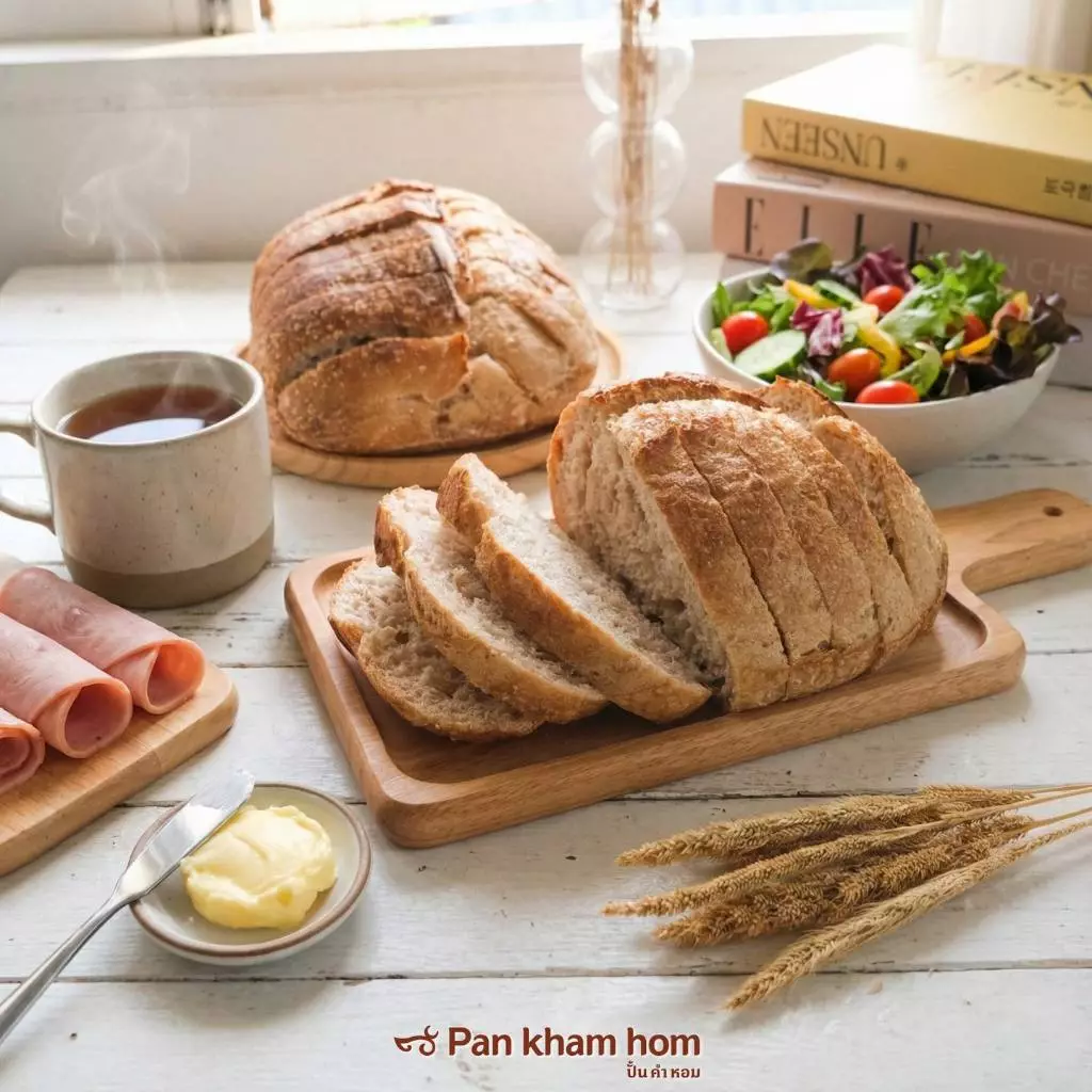 ซาวโดวจ์ โฮลวีท (Whole Wheat Sourdough) ขนมปังซาวโดจ จาก ปั้นคำหอม ทำจากยีนส์ธรรมชาติ 100% ไม่ใส่สารกันเสีย จัดส่งทั่วปร