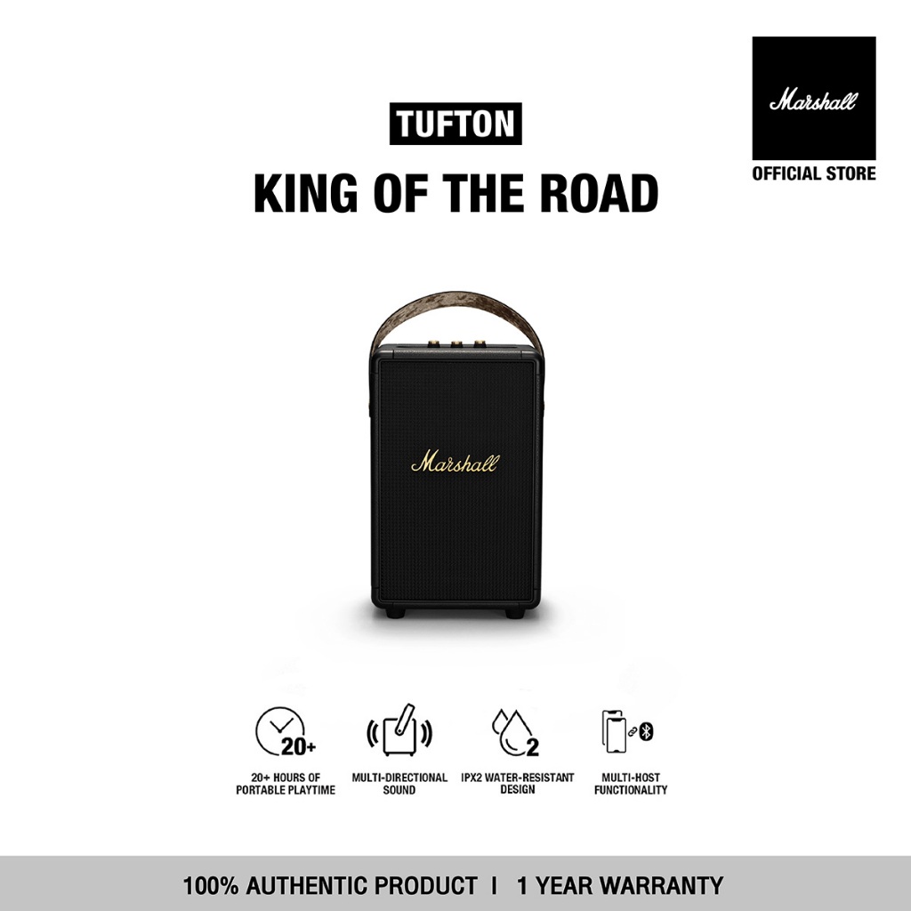 MARSHALL Tufton Black And Brass - รับประกัน 1 ปี + ส่งฟรี - ลำโพงบลูทูธ ลำโพงพกพา ลำโพง marshall