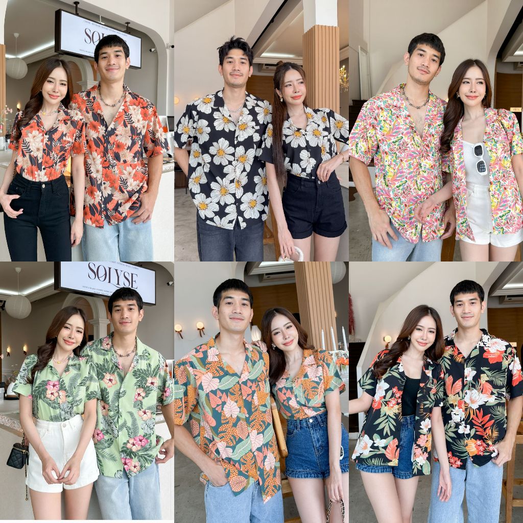 [S-4XL] เสื้อฮาวายแขนสั้นผ้าลายดอกสีสันสดใสผ้านิ่มลื่น