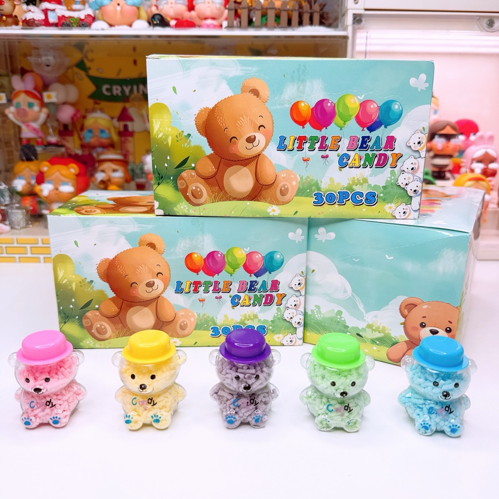 แคนดี้ ลิตเติ้ล แบร์ ผงเปรี้ยวผลไม้กระปุก หมี 5 สี ( 1 กล่อง 30 ชิ้น ) ลูกกวาด