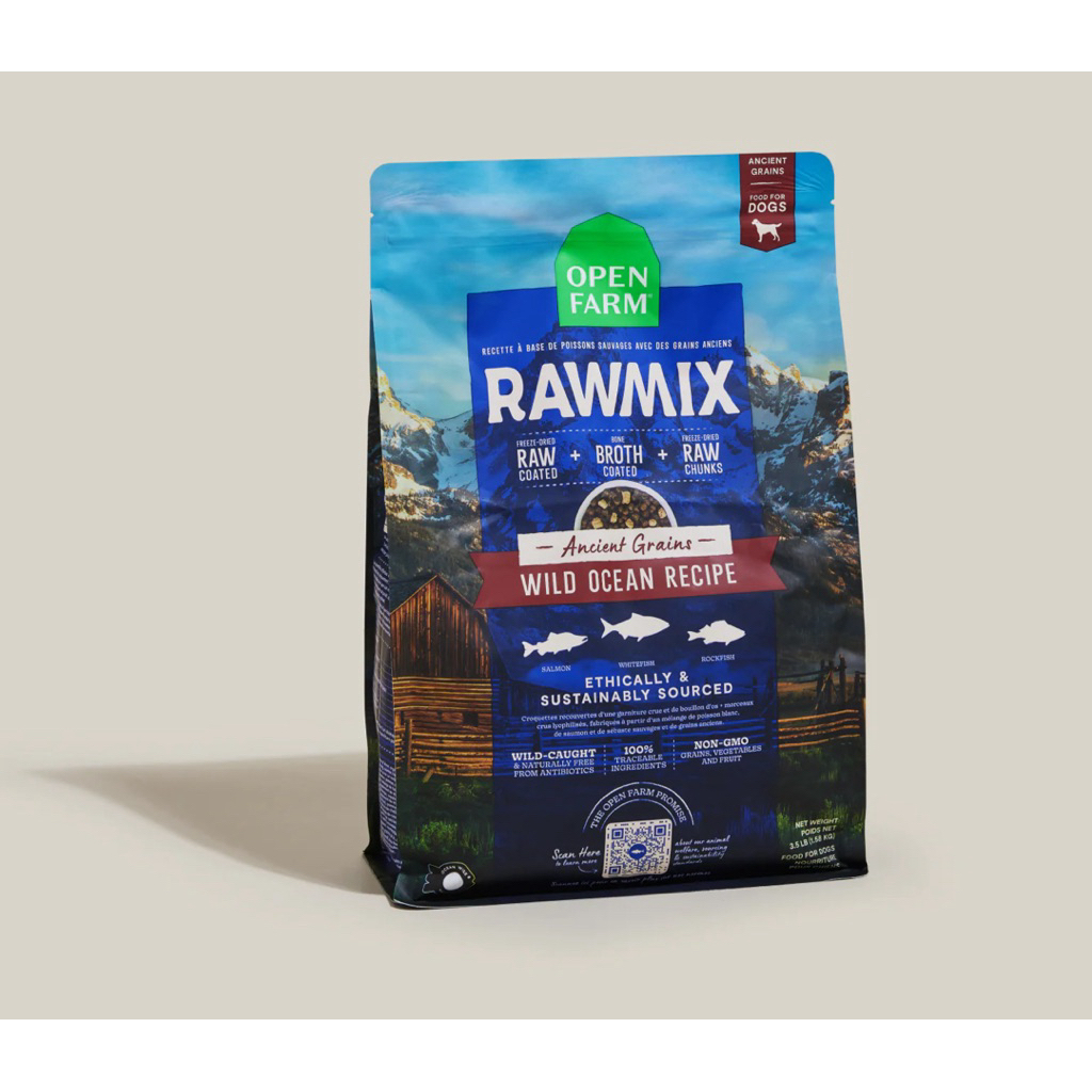 อาหารสุนัข open farm 9 kg สูตร rawmix wild ocean (grain free)