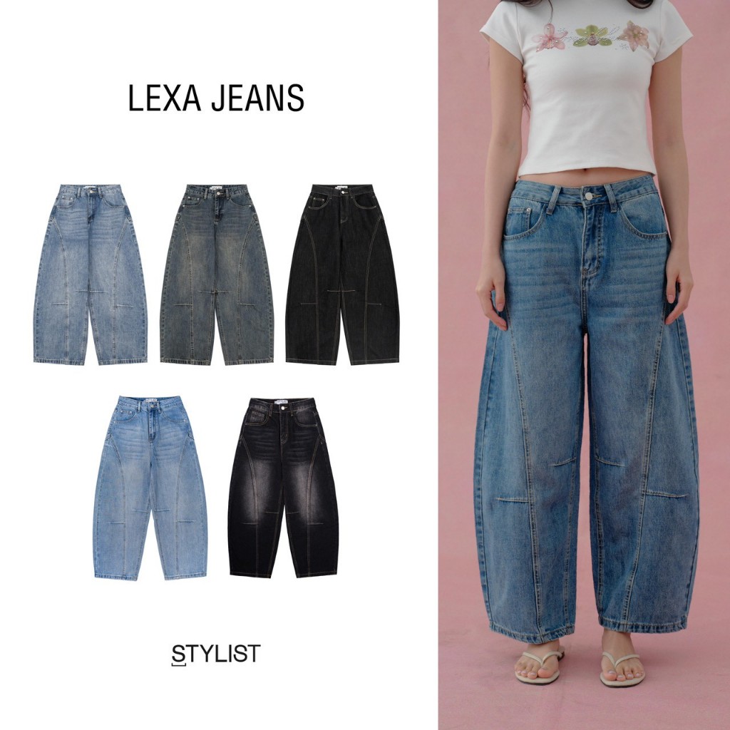 STYLIST (XS-4XL) - Lexa Barrel Jeans-006 กางเกงทรงบาเรล