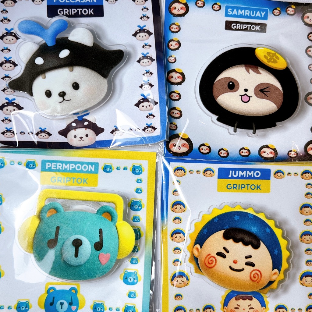 griptok กิฟต๊อก ขาตั้งโทรศัพท์ที่วางโทรศัพท์ ลายการ์ตูน ที่วางมือถือแบบโค้ง ที่วางdiypreth santa / forcebook/pondphuwin