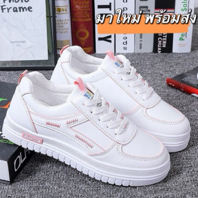 shopfashin รองเท้าผ้าใบผู้หญิง สไตล์นดดัง รุ่นฮิด เสริมส้น มี3สี No。A474 พร้อมส่ง​   สินค้าจริงเหมือนรูป
