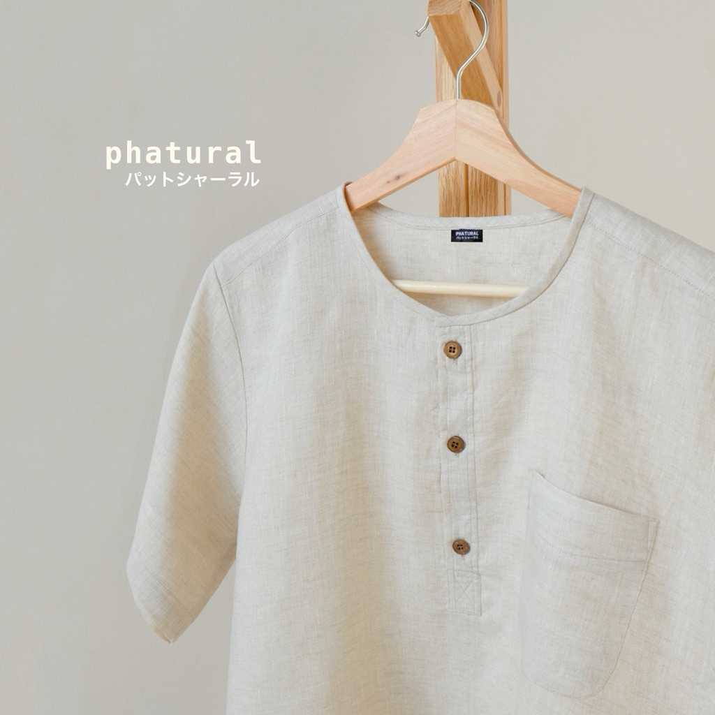 เสื้อคอกลม - ผ้าลินินสีธรรมชาติ