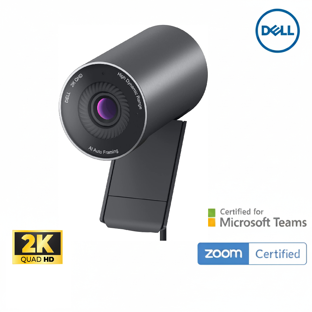 Dell Pro Webcam WB5023 - 2K QHD, 1440p, Sony Starvis Sensor, Upto 4x HD Digital Zoom, f2.0, Magnetic