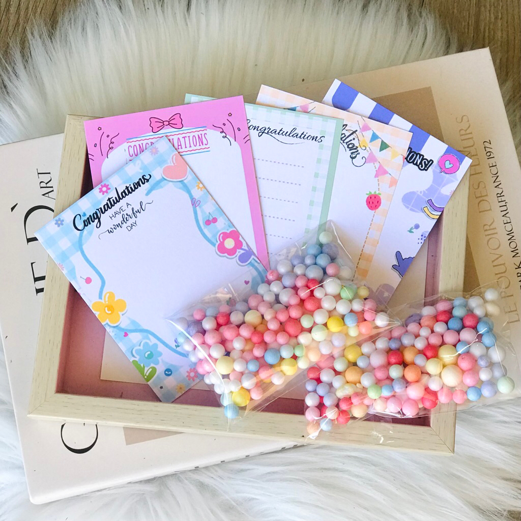 ❣️Card2 แผ่นรอง 10 แผ่น ขนาด 3x4 นิ้ว ใส่ของขวัญปัจฉิม จบการศึกษา ให้ลูกค้า ปีใหม่ แถมฟรีเม็ดโฟมและถุงใสมีกาว พร้อมส่ง