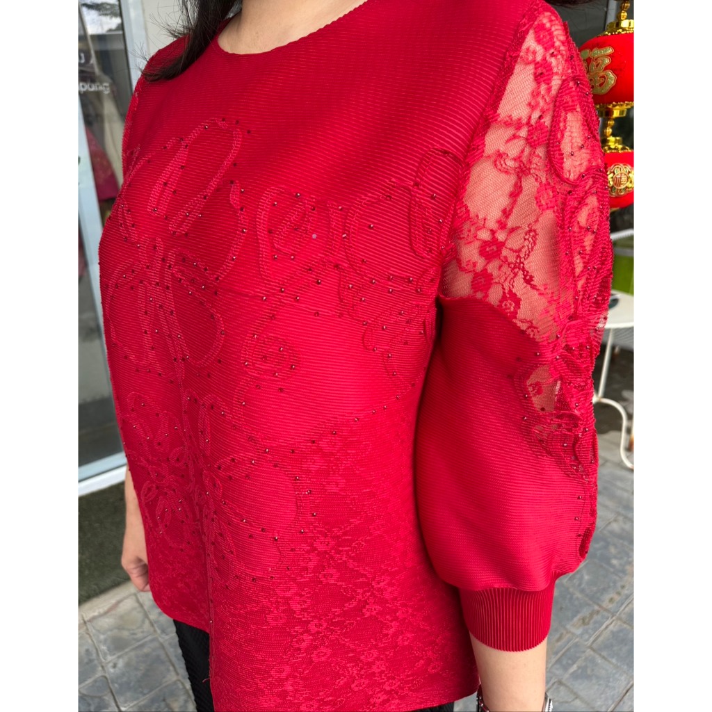 Pleatbynisa A998 เสื้ออัดพลีท แขนกระบอก แต่งเพชร สีพื้น รูปที่ 6